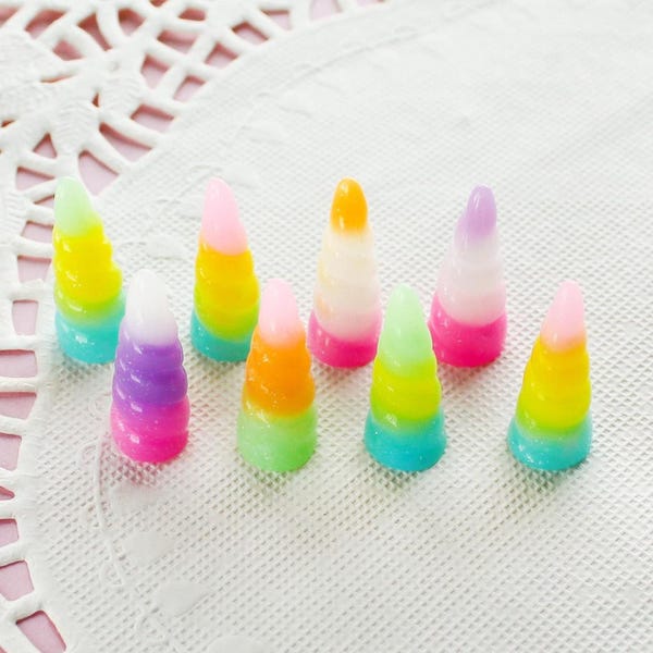 Glittery Pastel Unicorn Horn Cabochons - 25x10mm