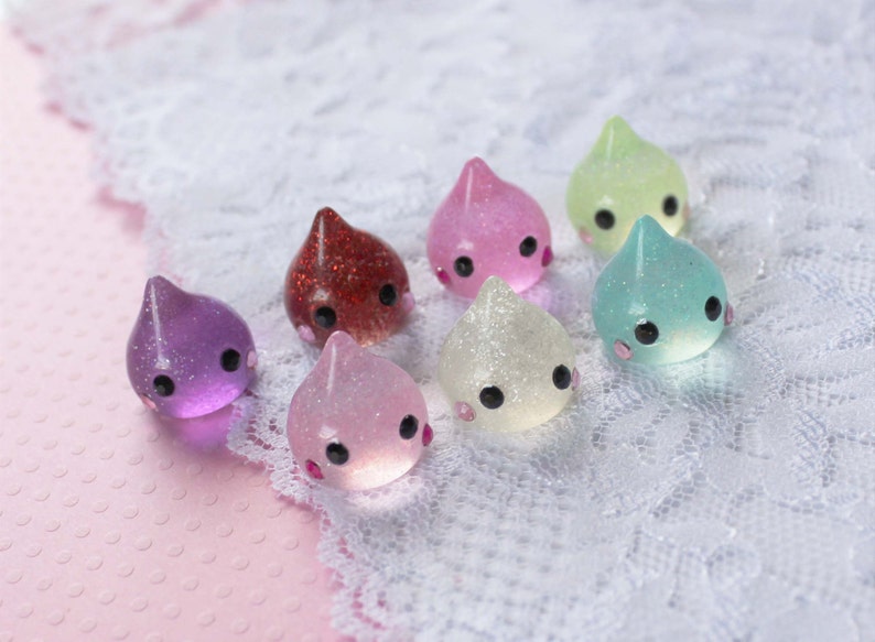 7 Pcs 3D Chibi Candy Drops Cabochons 19x19mm image 2