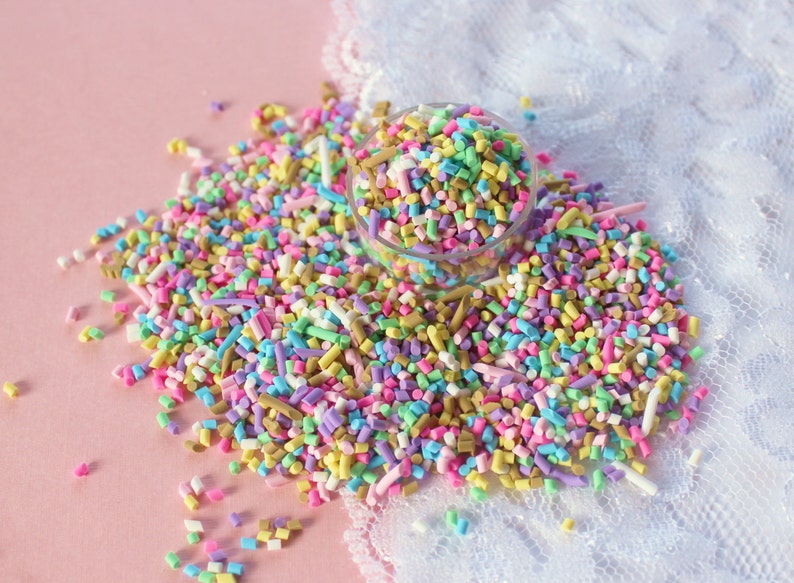 5g Pastel Polymer Clay Faux Rainbow Sprinkles image 1