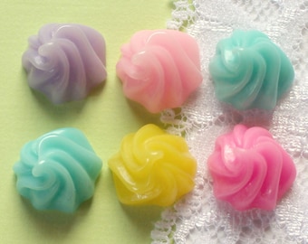 6 Pcs Carnival Colored Whipped Cream Dollops - 18x14mm