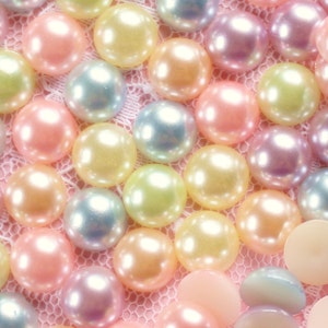 150 Pcs 8mm Pastel Round Flatback Pearls image 1