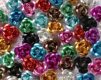 100 Pcs 6mm Assorted Aluminum Rose Cabochons