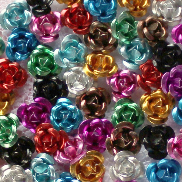 100 Pcs 6mm Assorted Aluminum Rose Cabochons