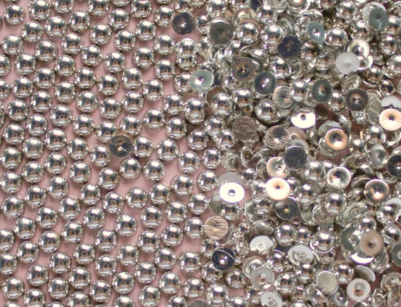 400 or 800 Pieces 5mm Silver Metallic Flatback Pearls