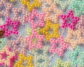 200 or 400 Pieces Pastel 12mm Hollow Star Flatback Pearls