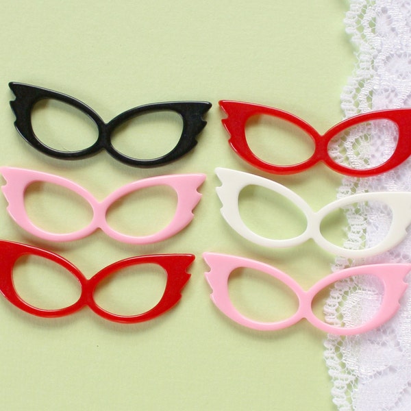 6 Pcs Cat Eye Glasses Cabochons - 44x15mm
