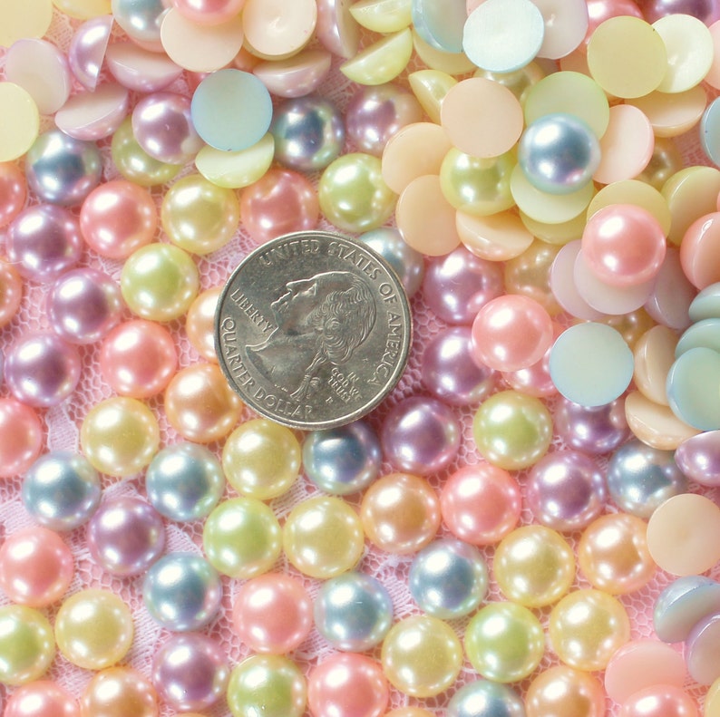150 Pcs 8mm Pastel Round Flatback Pearls image 5