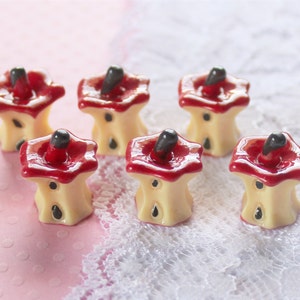 24 Pieces 3D Bitten Apple Core Cabochons - 15x15mm