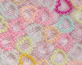 200 or 400 Pieces 100 Pcs 12mm Hollow Heart Flatback Pearls