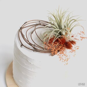 Air Plant Floral Cake Topper, Cake Top Wreath, Burnt Orange Flowers, Artificial Succulents for Cakes, Boho Wedding, Decorations for a Cake
