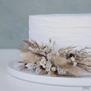 Boho Flowers for Cake Decorating, Dried Neutrals Floral Cake Tier Pick, Wedding Cake Decorations, Flower Arrangement for Cake Decorating image 1