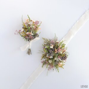 Boho Mixed Wildflower Matching Corsage and Boutonniere Set, Prom or Wedding, Mixed Dried Flower Corsage and Bout