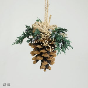 Christmas Decorations, Christmas Tree Ornament, Pine Cone Ornament, Natural Rustic Woodland Holiday Decor, Preserved Evergreens, Dry Flower image 1