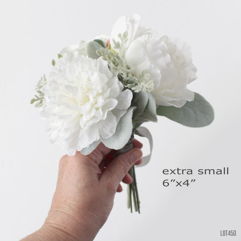 White Bride Bouquet Artificial Wedding Flower Bouquet Sage Etsy