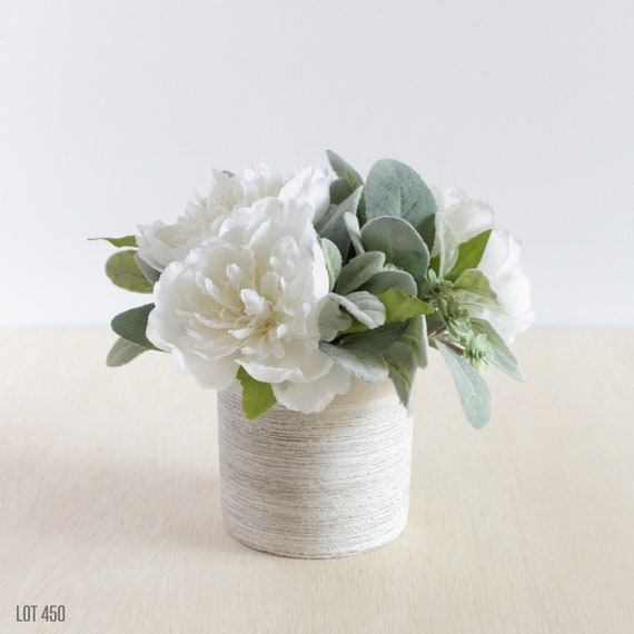 White Silk Flower Centerpiece With Peony And Artificial Etsy