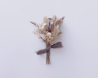 Dry Flower Boutonniere, Neutral Natural Tones, Dried Flower Mix for Fall Wedding, Farmhouse Boho Style