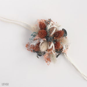 Wrist or Pin On Dry Flower Corsage, Baby&#39;s Breath and Eucalyptus, Boho Wedding or Prom Flowers