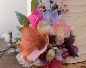 Flowers for Cake Decorating, Floral Pick, Artificial Silk Dried Mix, Bright Spring Colors