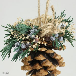 Christmas Decorations, Christmas Tree Ornament, Pine Cone Ornament, Natural Rustic Woodland Holiday Decor, Preserved Evergreens, Dry Flower image 3