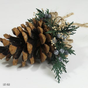 Christmas Decorations, Christmas Tree Ornament, Pine Cone Ornament, Natural Rustic Woodland Holiday Decor, Preserved Evergreens, Dry Flower image 4