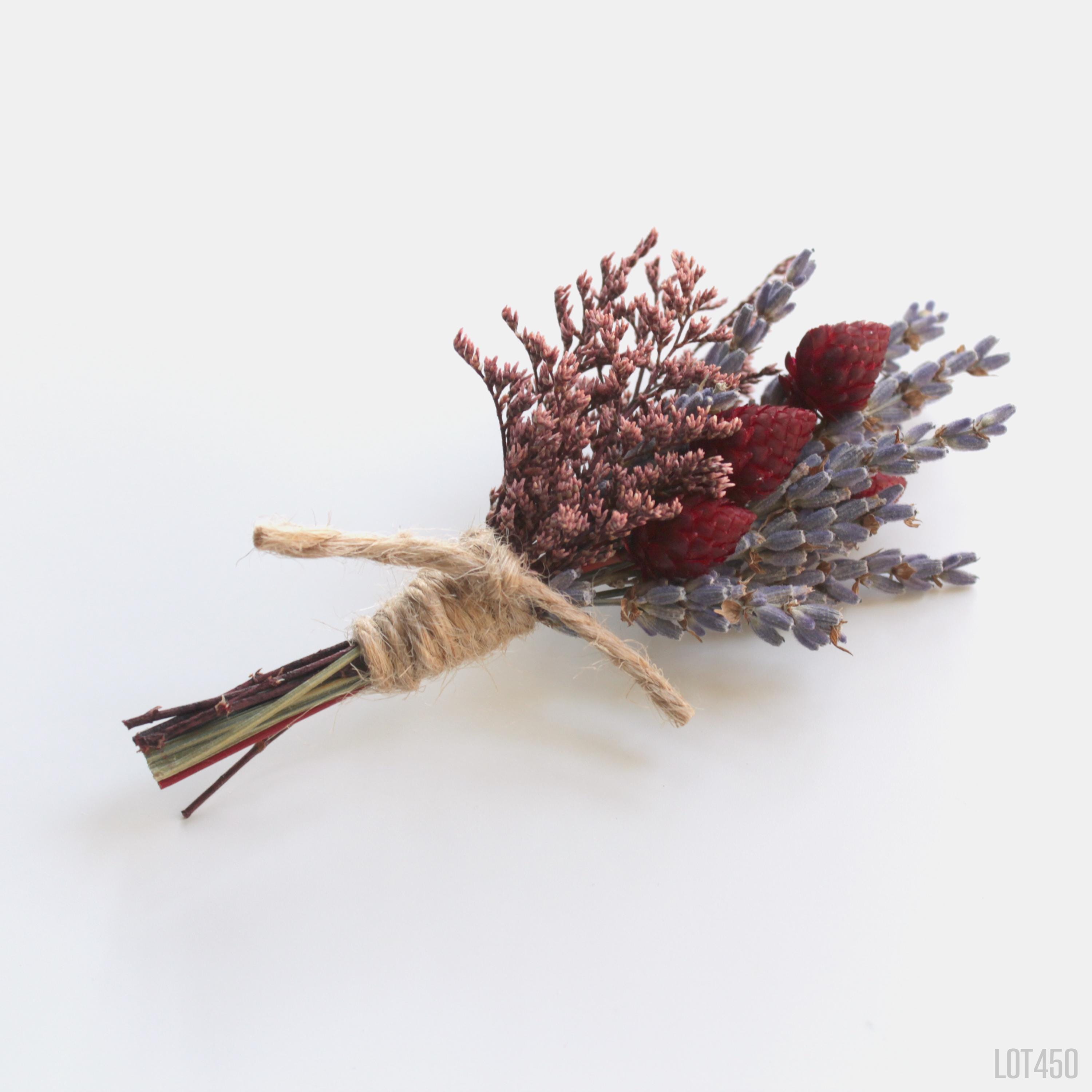 Burgundy Dry Flower Boutonniere with Lavender, Wedding Lapel Pin for Groom, Rustic Farmhouse