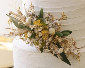 Yellow Wildflower Cake Pick, Dried Flower Cake Decoration