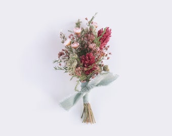 Pink and Sage Dried Flower Boutonniere, Prom or Wedding Florals