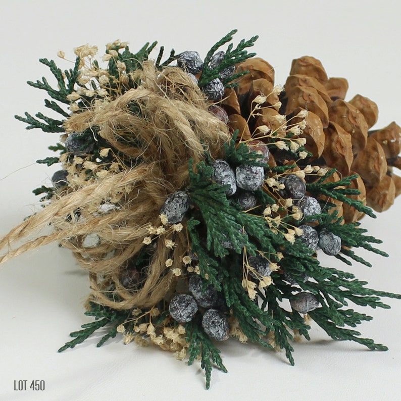 Christmas Decorations, Christmas Tree Ornament, Pine Cone Ornament, Natural Rustic Woodland Holiday Decor, Preserved Evergreens, Dry Flower image 2