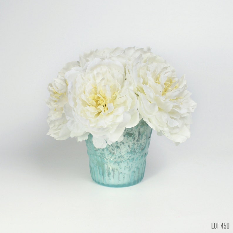 White Peony Centerpiece Silk Flowers Artificial Modern Boho Etsy