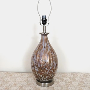 Vintage Murano Style Glass Table Lamp w/ Gold Flecks Italian Venetian