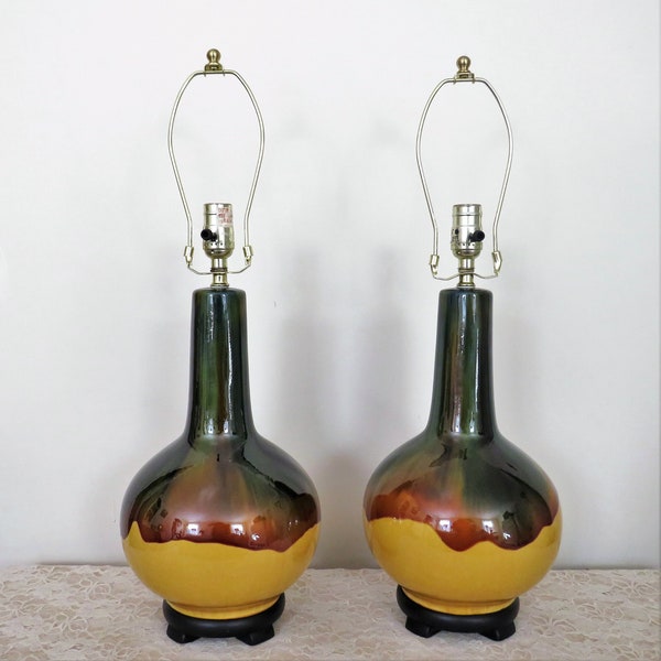 Pair Drip Glaze Modern Table Lamps
