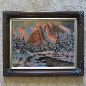 LASZLO NEOGRADY Signed Landscape Painting Oil on Canvas Snowy Mountains
