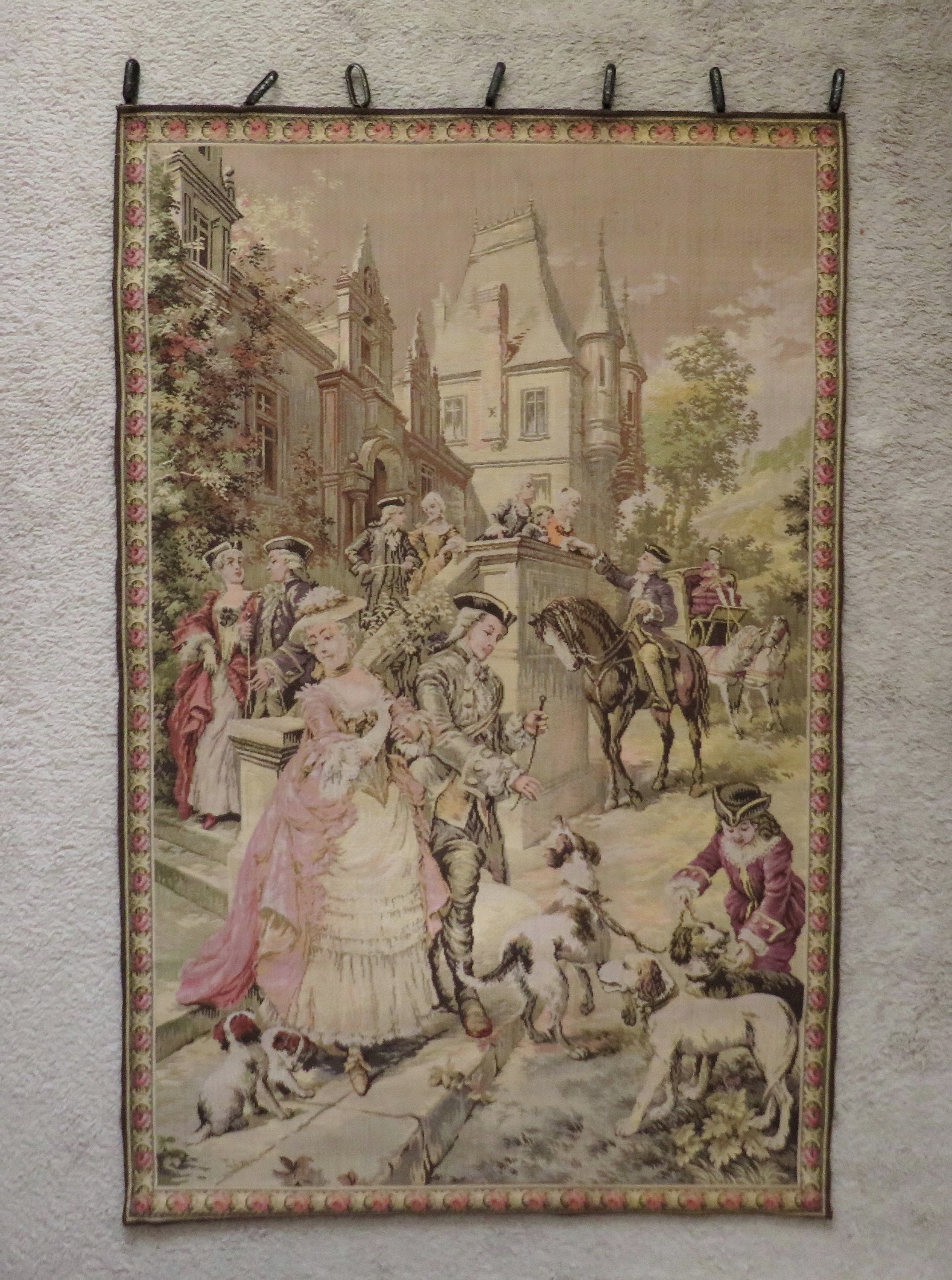 A190 Vintage French Beautiful Romantic Scene Wall hanging Tapestry 88X49cm 