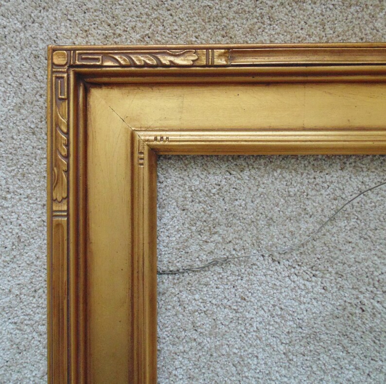 Arts Crafts Style Gilt Picture Frame 16 X 20 Opening Mission Bungalow For Painting Or Print