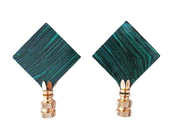Pair of Malachite Green Lamp Finials