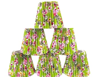 Set of 6 Hard Shell Pleated Lamp Clip-on Shades Chandelier Candle Bulb