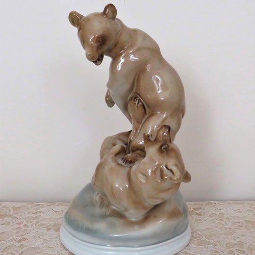 Vintage Zsolnay Porcelain Bear Grouping shops Hungarian