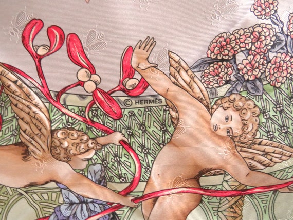 Hermes French Silk Scarf Cupids Love - image 10