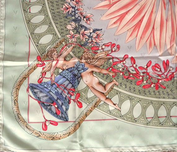 Hermes French Silk Scarf Cupids Love - image 4