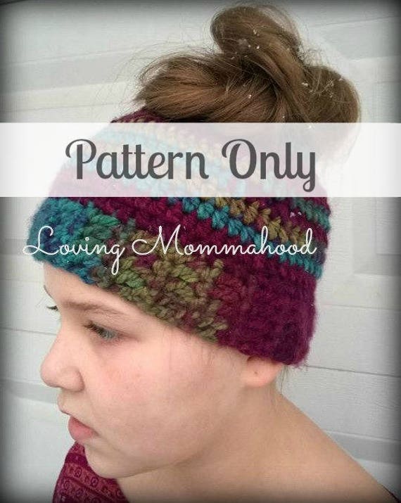 Messy Bun Hat Knit Ponytail Hat Crochet Ponytail Hat Pattern Messy Bun Hat Messy Bun Pattern Crochet Pattern Man Bun Hat