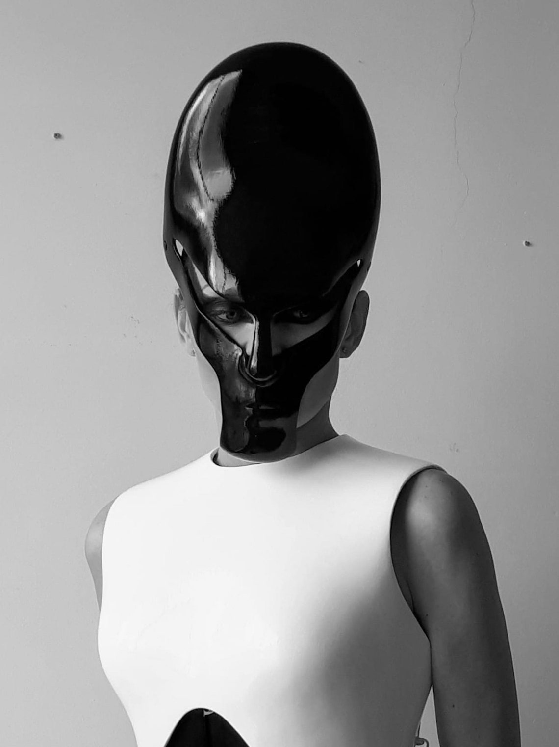 Fashion Mask Black Full Face Couture Photo Art Shooting Etsy