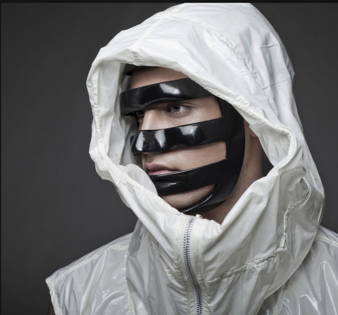Fashion Mask Black Full Face Couture Photo Art Shooting stripes Etsy