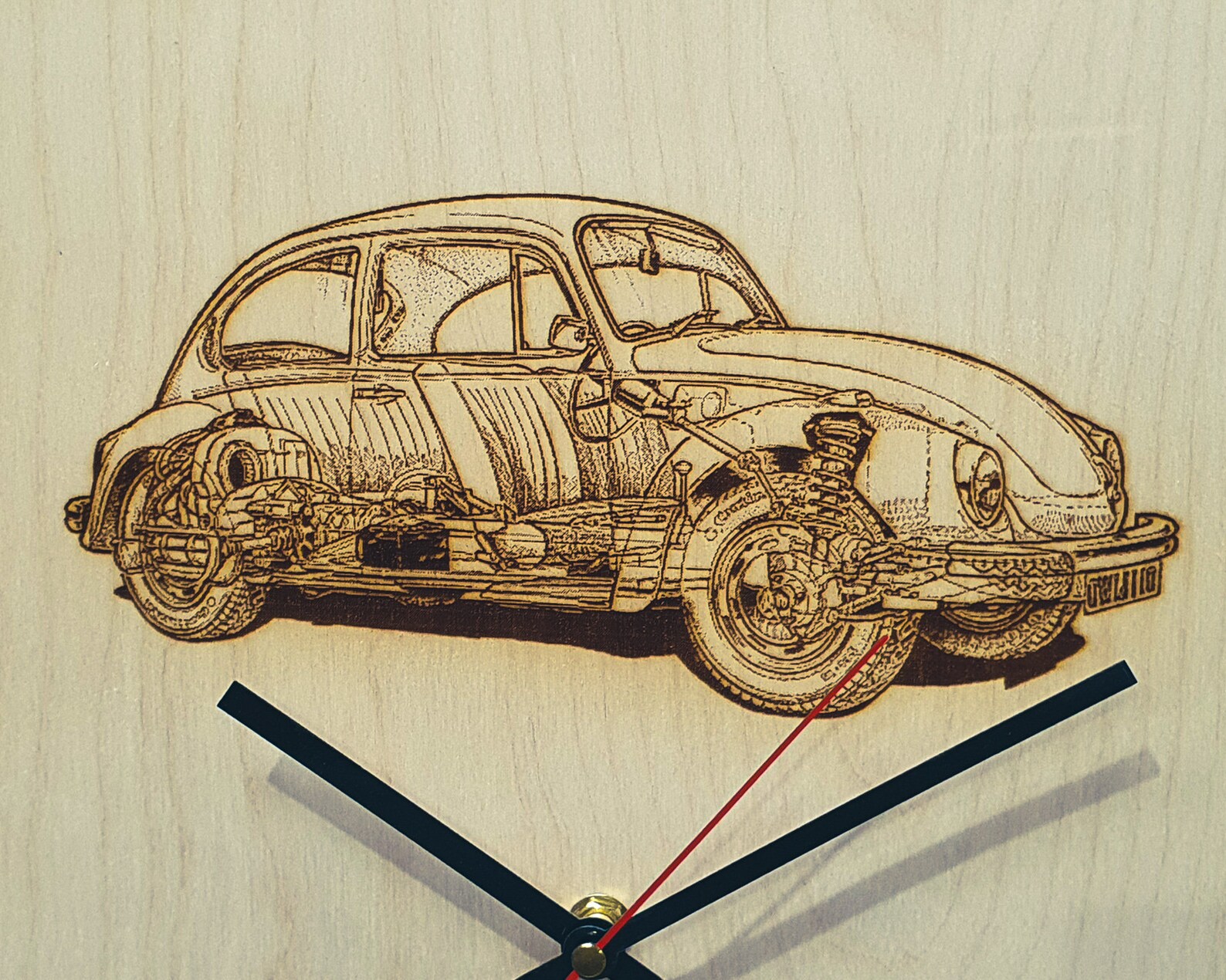 Volkswagen Beetle Clock, VW Beetle, Plywood Clock, Classic Car Clock