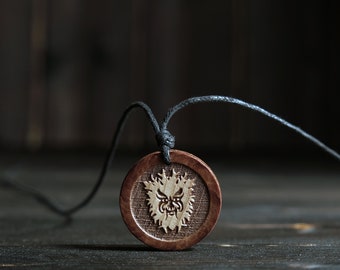 Wood Necklace-Green Man Necklace-Celtic Necklace. Carved and Made from Solid Wood.