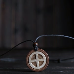 Sun Cross Necklace. Solar Cross Pendant. Wheel Cross Necklace. Wooden Jewelry. Gift for Dad. Gift for Mum. Gift for Sister. Gift for Brother
