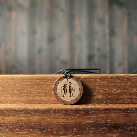 Egyptian Necklace, Sobek Necklace, Egyptian Necklace, Egypt God Pendant, Sobek Wooden Pendant. Egyptian Talisman.