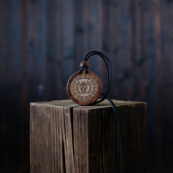 Goddess Hera Necklace-Greek Symbol Pendant. Ancient Greece Wooden Jewelry. Made from solid wood. Brown color. Adjustable cord.