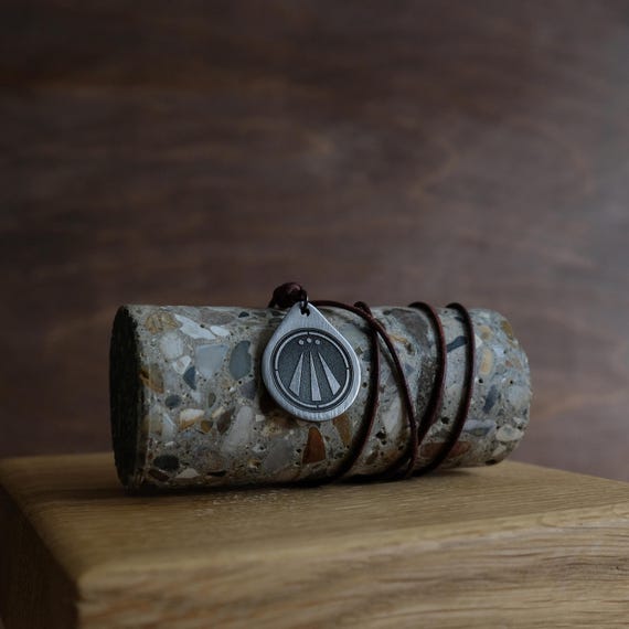 Awen Necklace/Pendant. Made from Solid Titanium with Adjustable/Sliding Leather Cord.