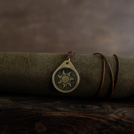 Sun Symbol Necklace/Pendant, Round Solid Brass. Solar Symbol Jewelry, Sun Charm, Sun Symbol Jewelry.