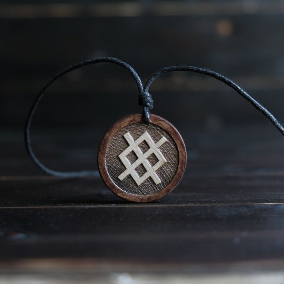 Wood Necklace-Gar Rune Pendant, Gar Rune Necklace, Northumbrian Rune Pendant, Vikings Necklace, Wooden Viking Symbol, Viking Amulet.